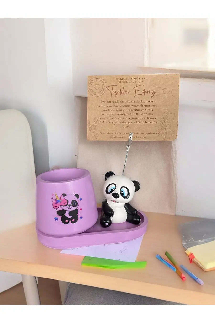 Panda not - fotoğraf tutuculu kalemlik saksı seti - 1. görsel
