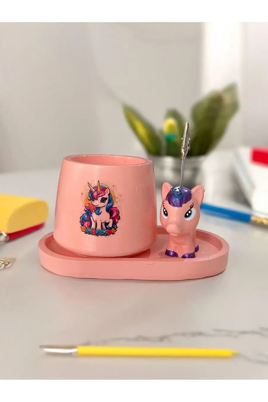 Pembe unicorn not - fotoğraf tutuculu hediyelik set - 1. görsel