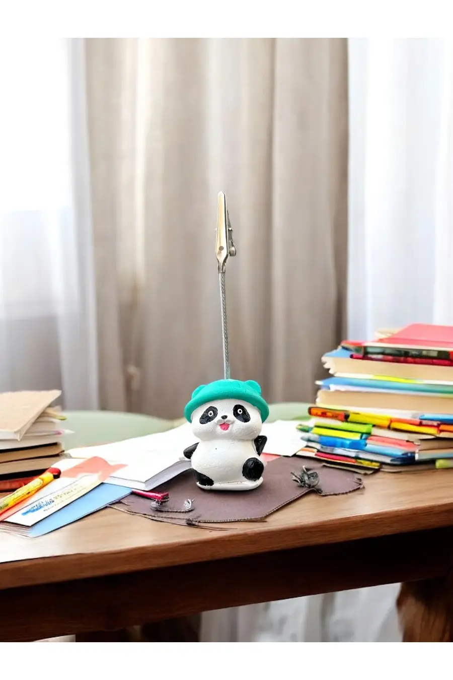 Şapkalı Kawaii Sevimli Panda Fotoğraf ve Not Tutucu - Ofis Masa Not Tutacağı - 1. görsel