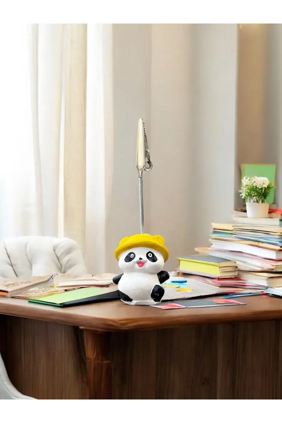 Şapkalı Kawaii Sevimli Panda Fotoğraf ve Not Tutucu - Ofis Masa Not Tutacağı - 1. görsel