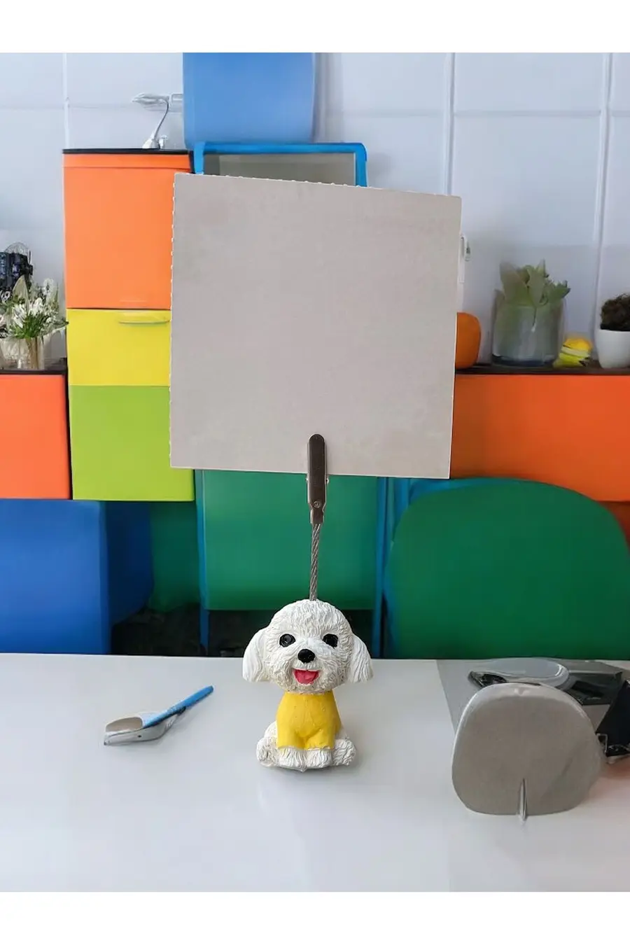Sarı Kıyafetli Kawaii Sevimli Köpek Fotoğraf Not tutucu - 1. görsel
