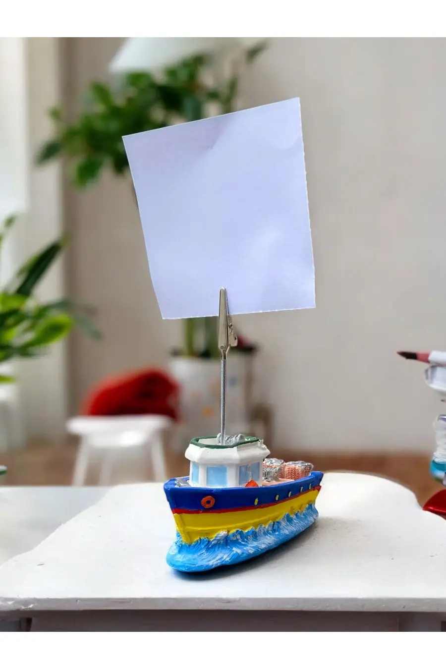Sarı Lacivert Gemi Temalı Fotoğraf Not Tutacağı Ofis Masası Hediyelik - 1. görsel