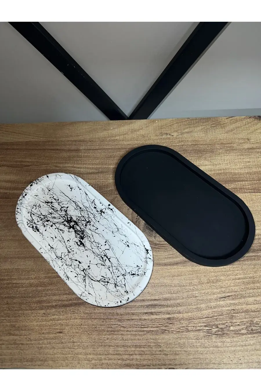 Selens Dekoratif 2’li Beton Sunumluk Organizer Mum Altligi Saksi Altligi Cok Amacli Beton Tepsi - 1. görsel