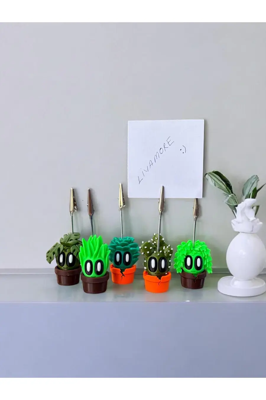 Sevimli Kaktüs Temalı Masaüstü Hediyelik Masaüstü Organizer Fotoğraf ve Not Tutucu - 1. görsel