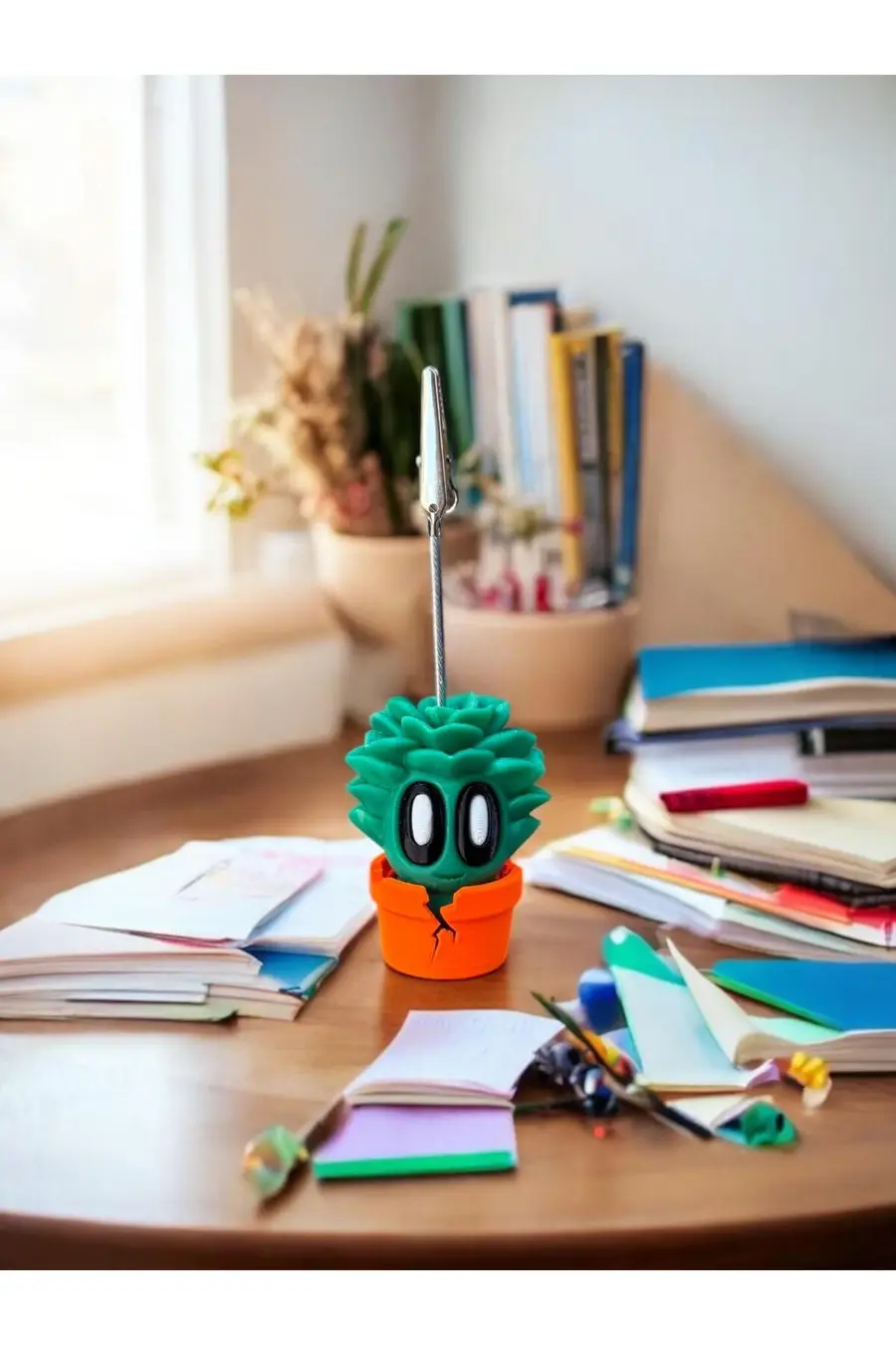 Sevimli Kaktüs Temalı Masaüstü Hediyelik Masaüstü Organizer Fotoğraf ve Not Tutucu - 1. görsel