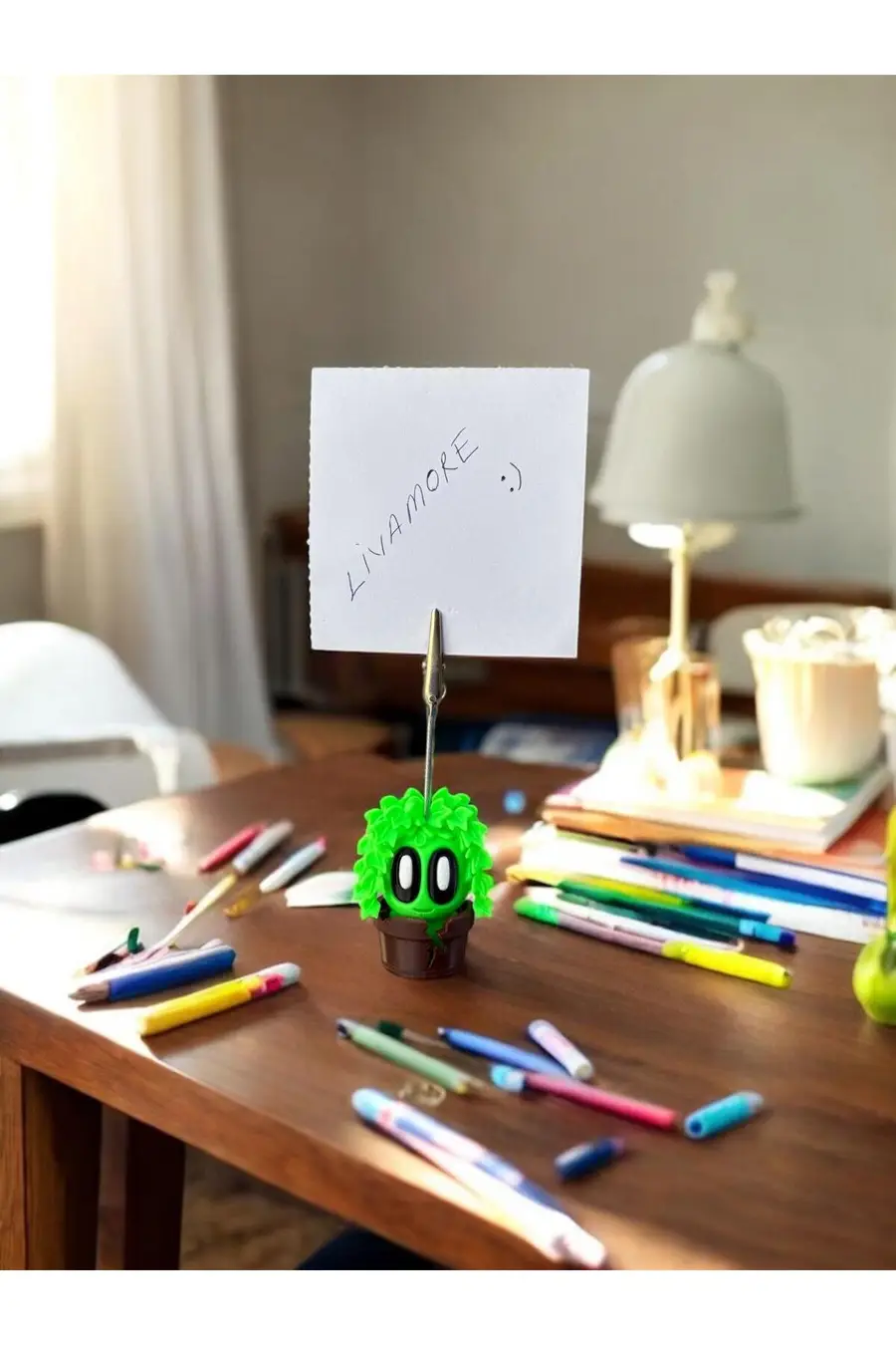 Sevimli Kaktüs Temalı Masaüstü Hediyelik Masaüstü Organizer Fotoğraf ve Not Tutucu - 1. görsel