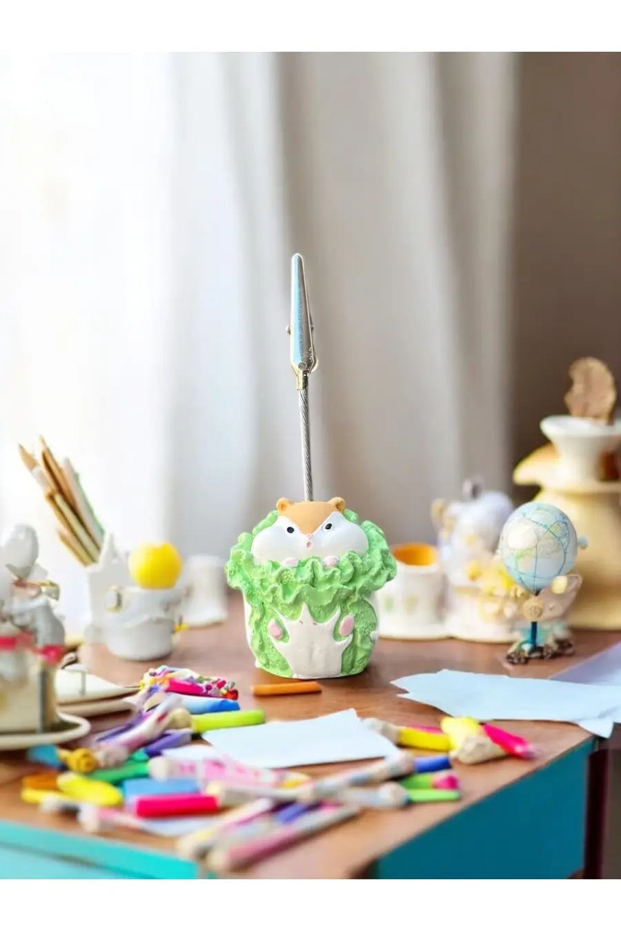 Sevimli Kawaii Marula Sarılı Hamster Fotoğraf Not Tutucu Ofis Masası Tutacak Hediyelik Not Tutacağı - 1. görsel