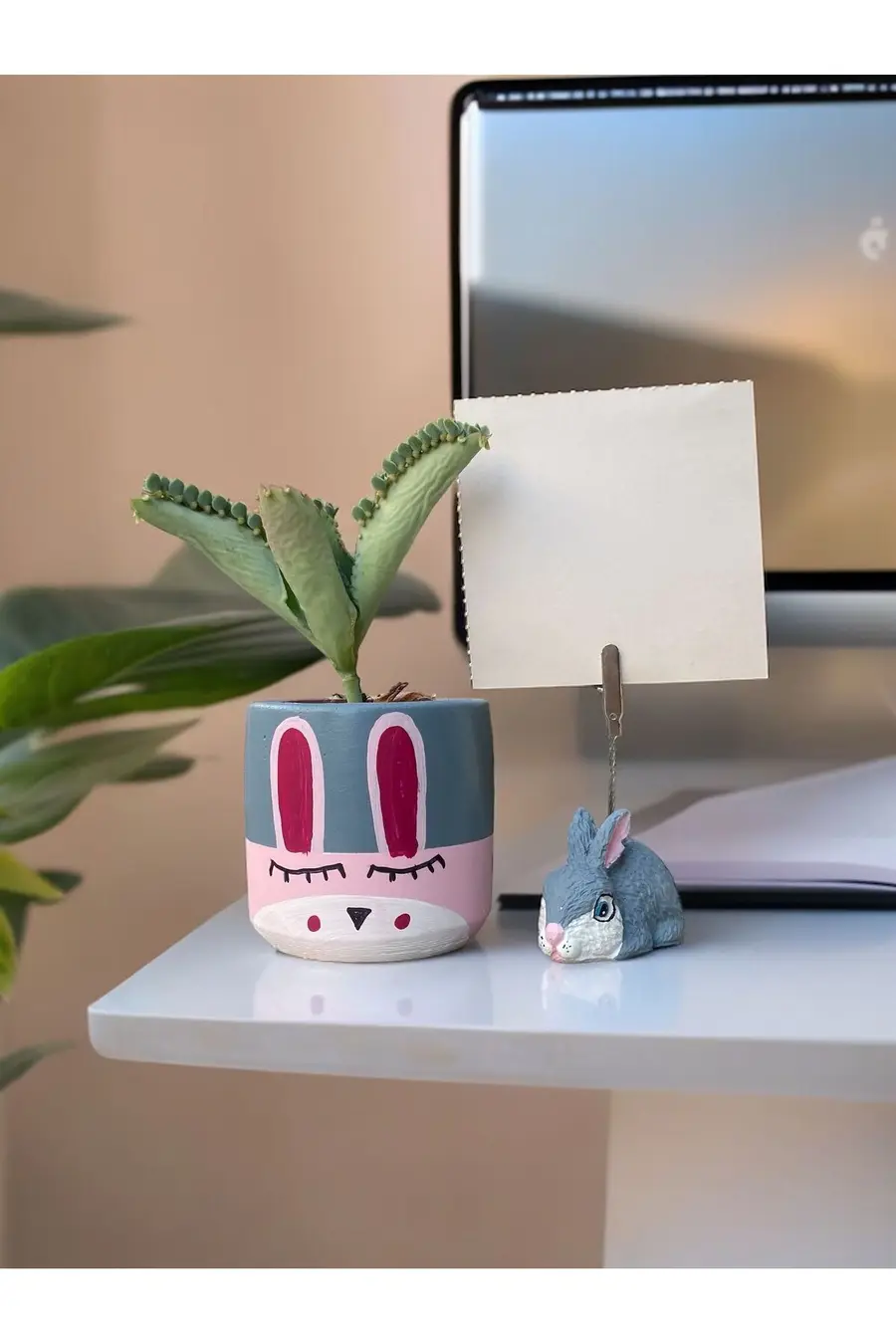 Sevimli Kawaii Tavşan saksı ve Not Tutucu Set hediyelik ofis seti - 1. görsel