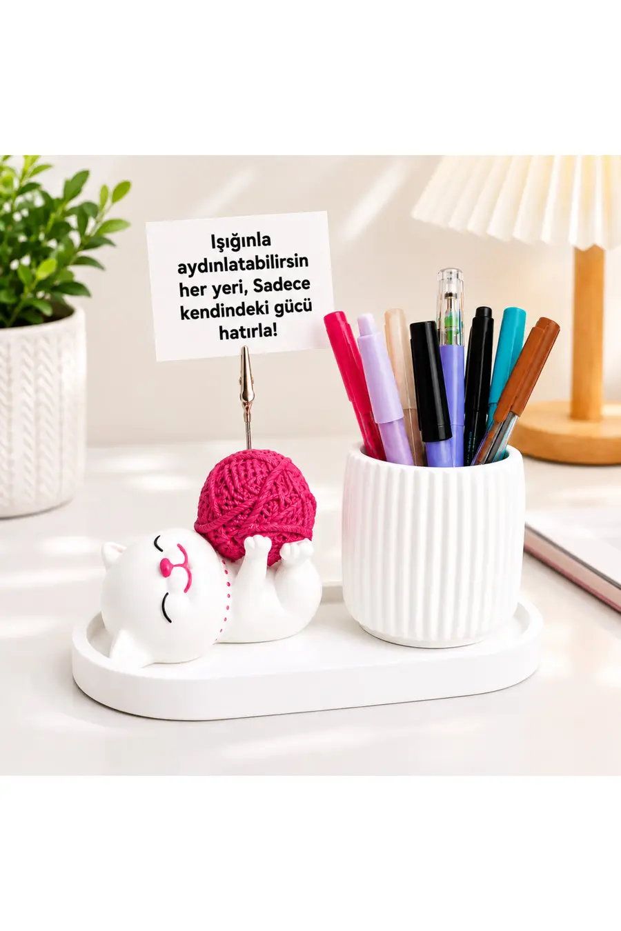 Sevimli Kedi Notluk ve Kalemlik Seti - Masaüstü Düzenleyici - 1. görsel