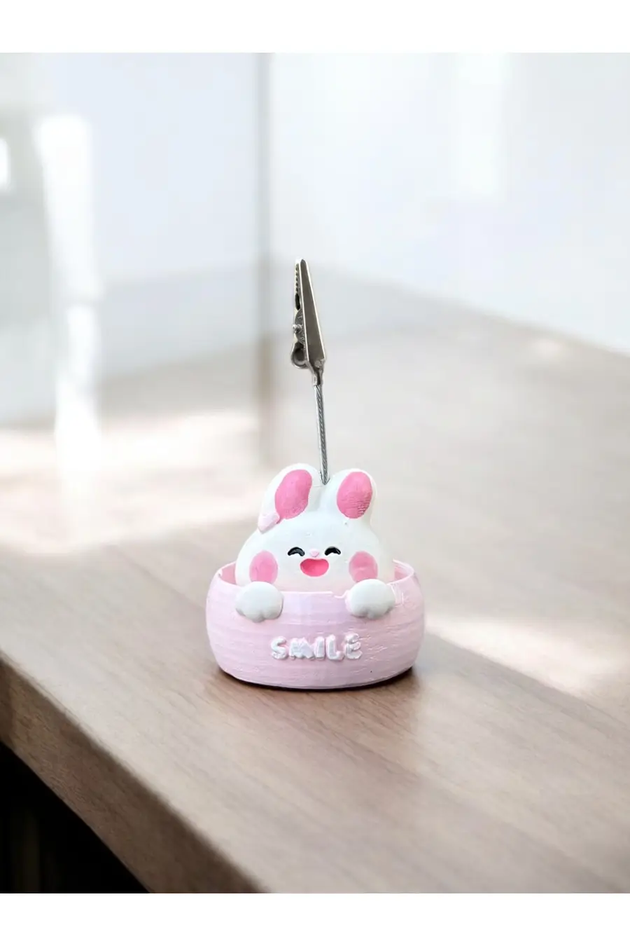 Smile Temalı Tavşan Fotoğraf Not Tutucu Ofis Masası Tutacak Hediyelik - 1. görsel
