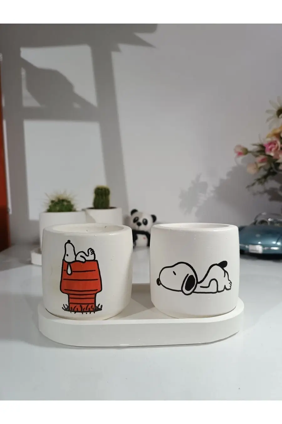 Tabaklı Snoopy Desenli Saksı Seti - 1. görsel