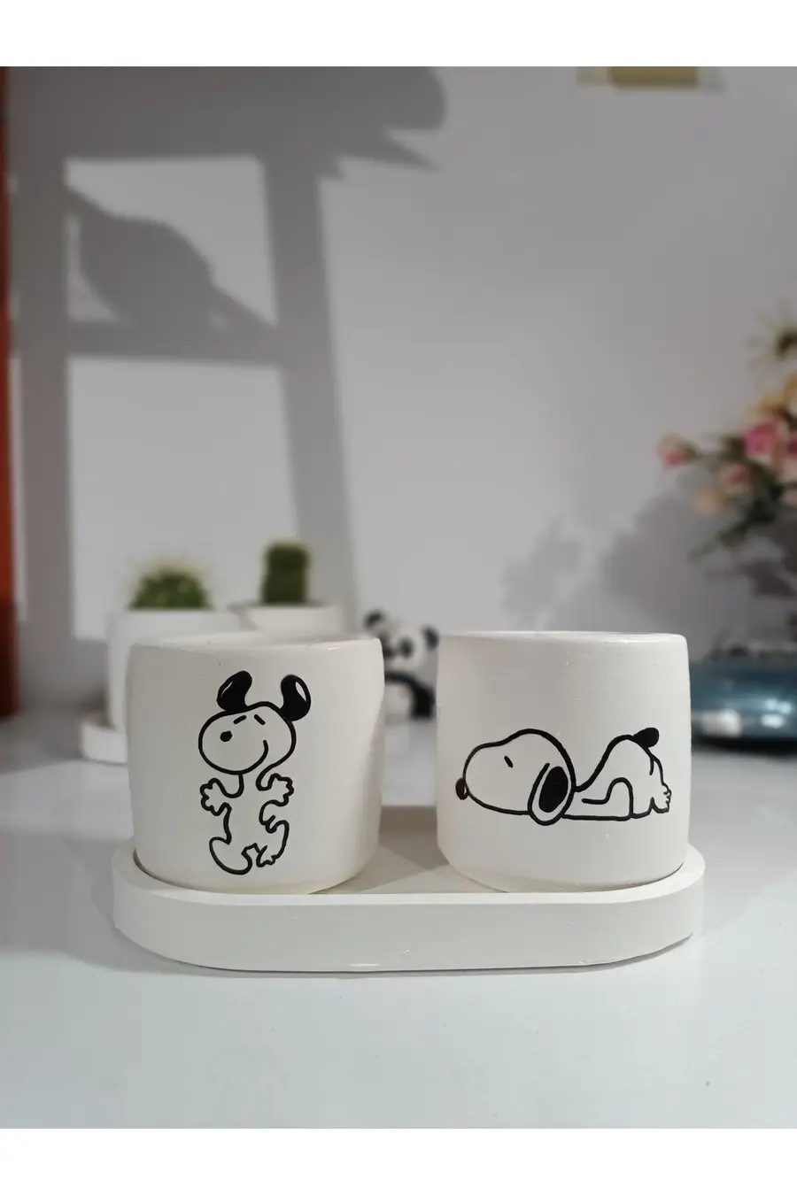 Tabaklı Snoopy Desenli Saksı Seti - 1. görsel
