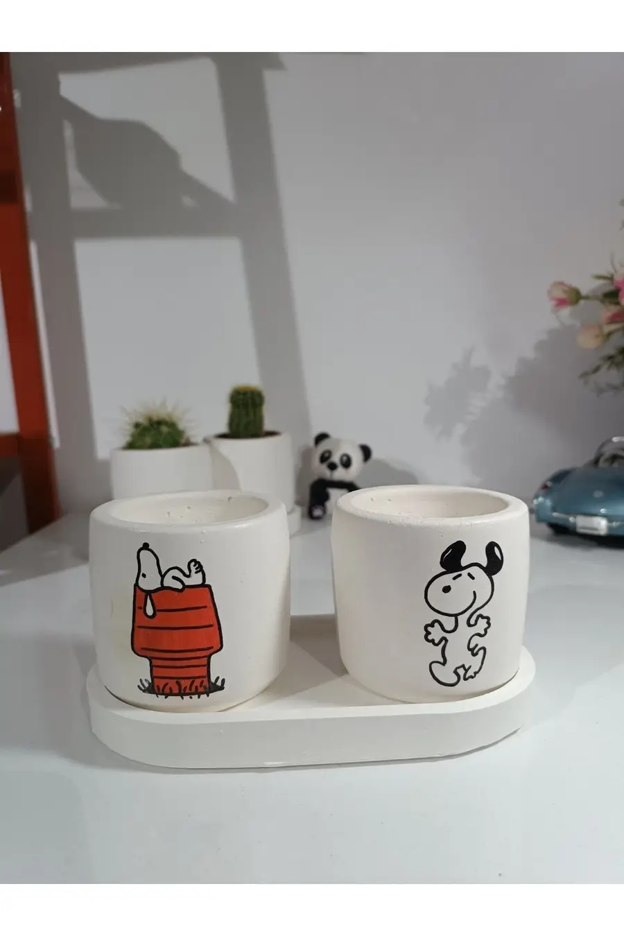Tabaklı Snoopy Desenli Saksı Seti - 1. görsel