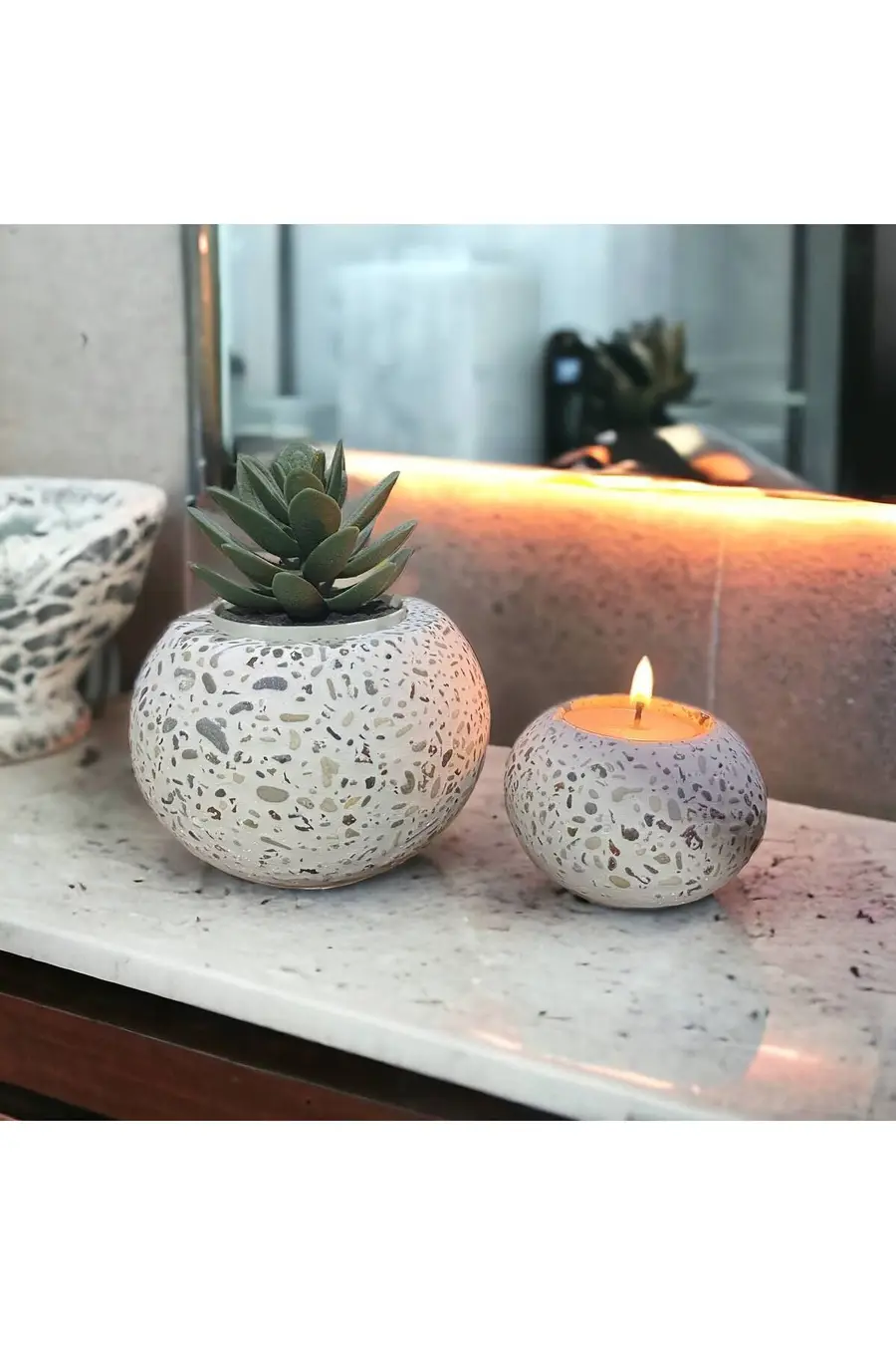 Tealight Hediyeli Saksı Ve Mumluk Seti Hediyelik Saksı Ve Organizer - 1. görsel