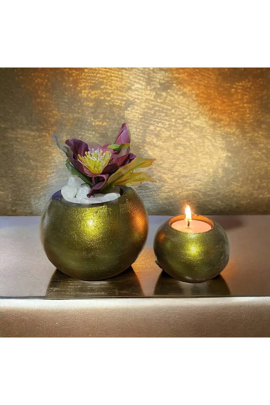 Tealight Hediyeli Saksı ve Mumluk Seti Hediyelik Saksı ve Organizer - 1. görsel