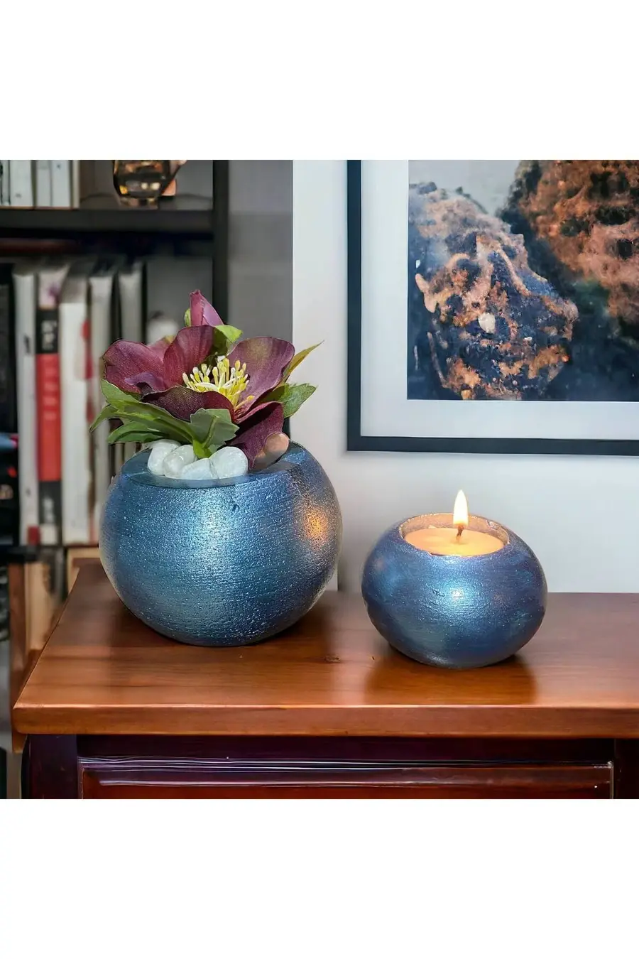 Tealight Hediyeli Saksı Ve Mumluk Seti Hediyelik Saksı Ve Organizer - 1. görsel