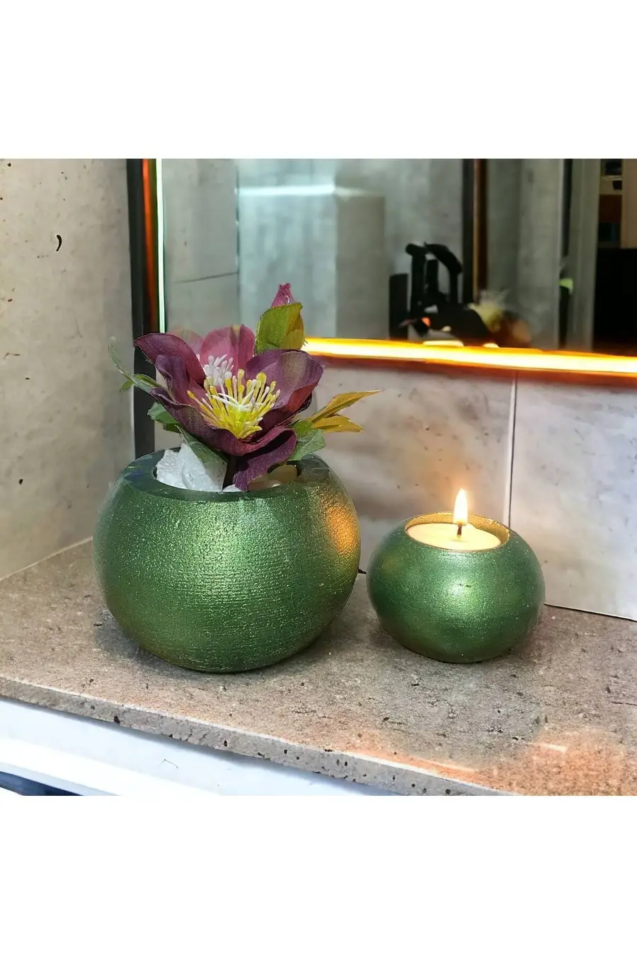 Tealight Hediyeli Saksı ve Mumluk Seti Hediyelik Saksı ve Organizer - 1. görsel