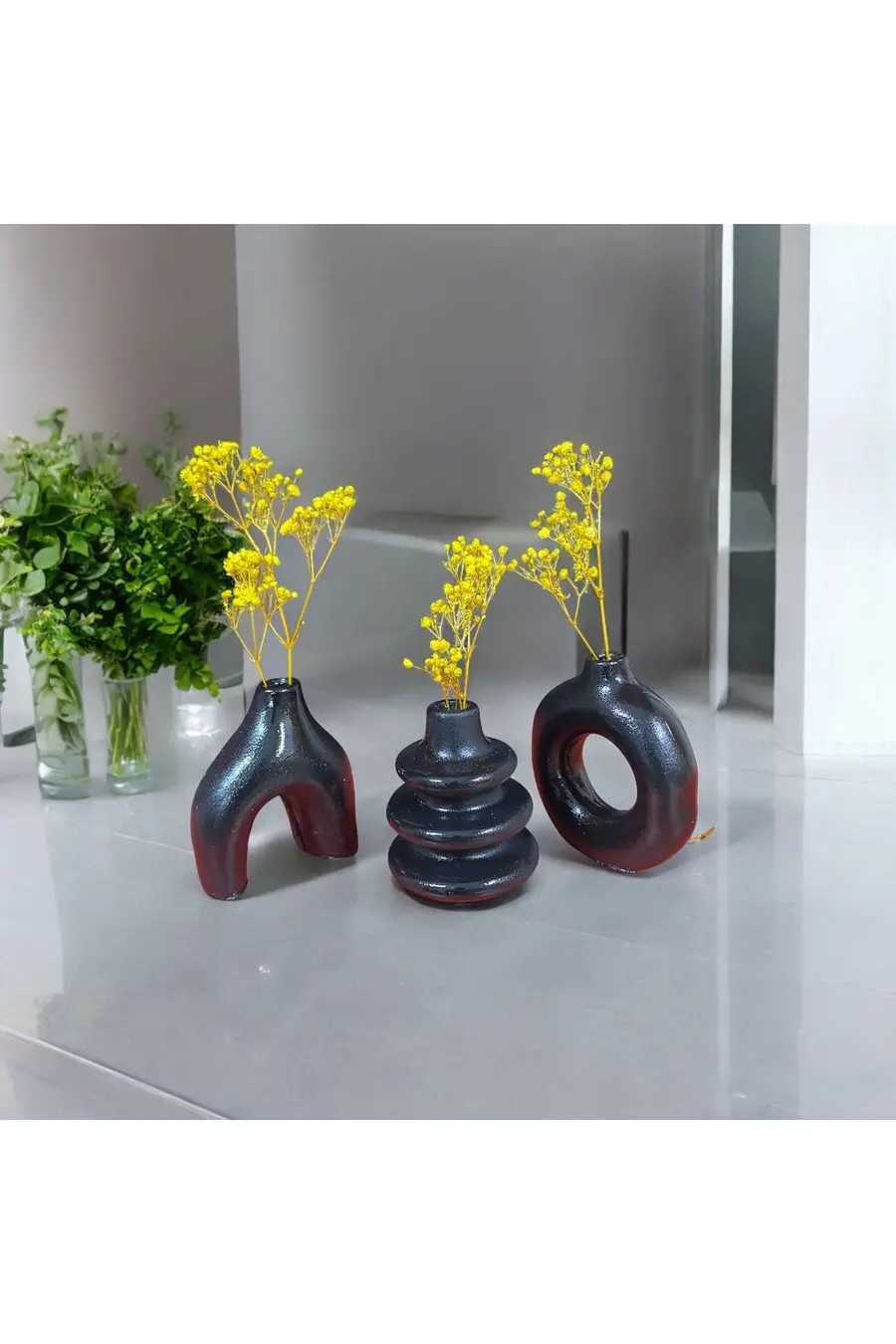 Üçlü Siyah Dekoratif Set - Modern ve Şık Tasarım - 1. görsel