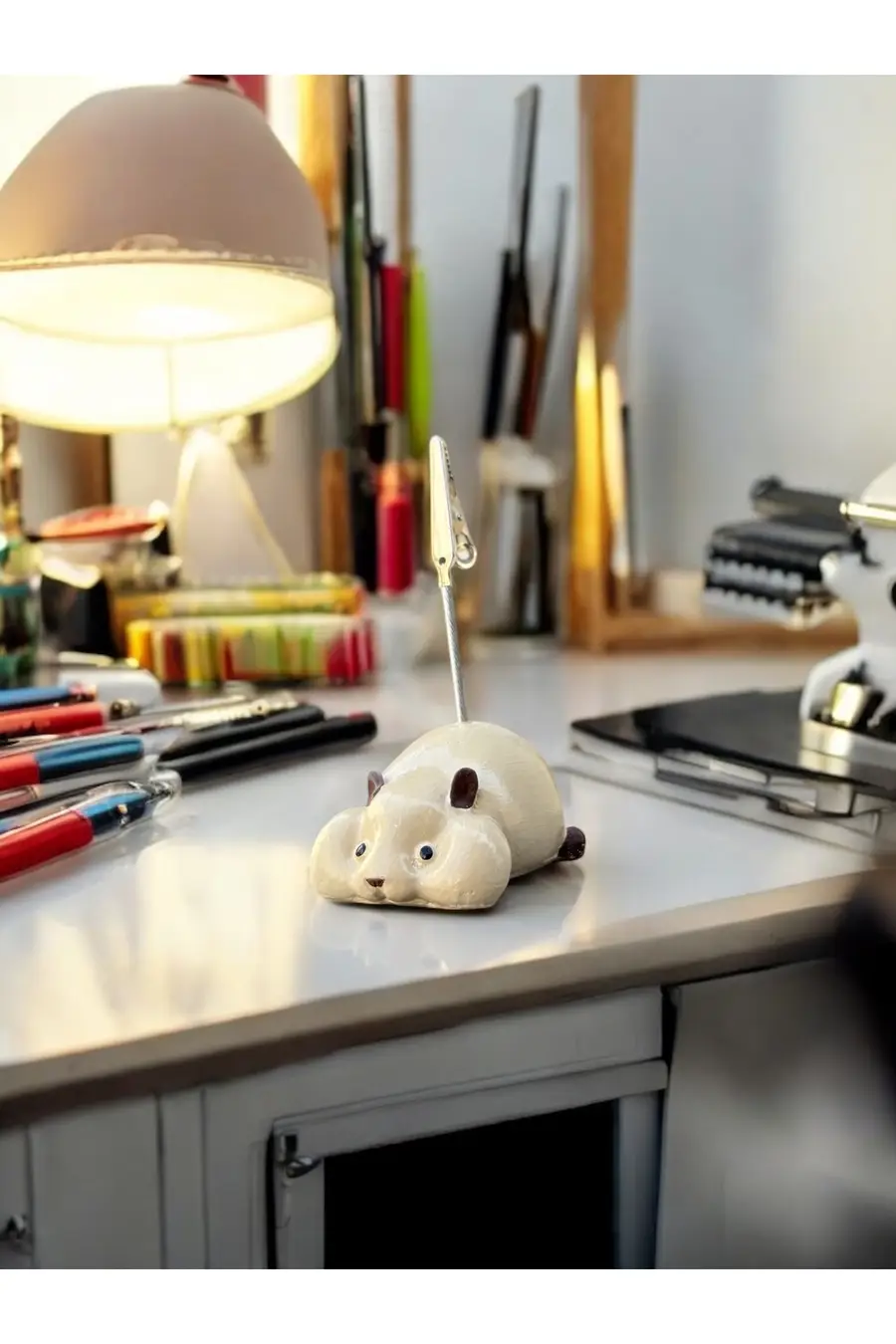 Yatan Kawaii Sevimli Bej Hamster Fotoğraf ve Not Tutucu - Ofis Masa Not Tutacağı - 1. görsel